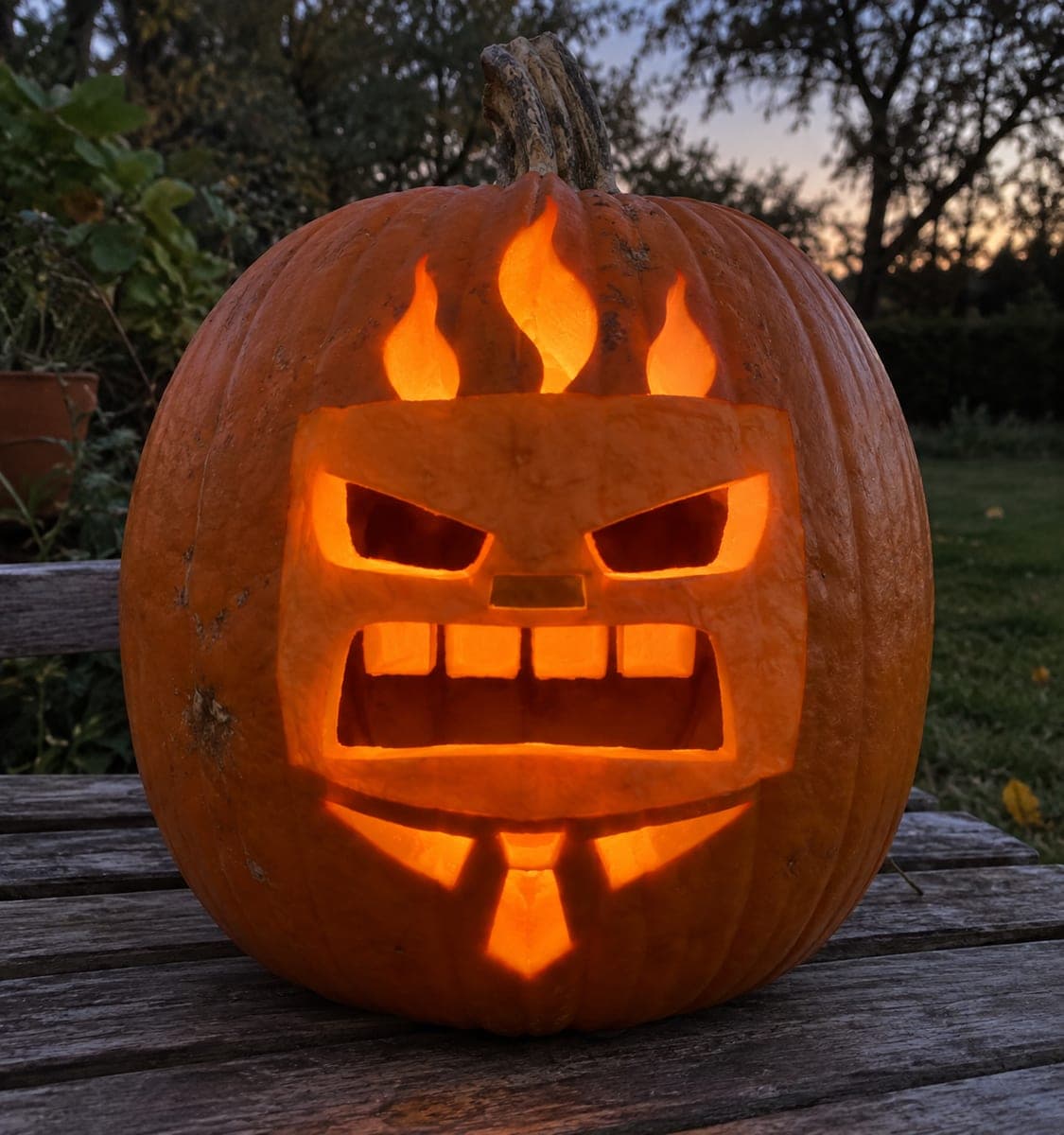 Anger Jack-O-Lantern With Flame and Collar Slots