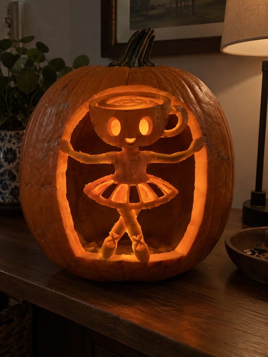 Arch-Frame Ballerina Cappuccina Jack-O-Lantern with Crossed Slippers