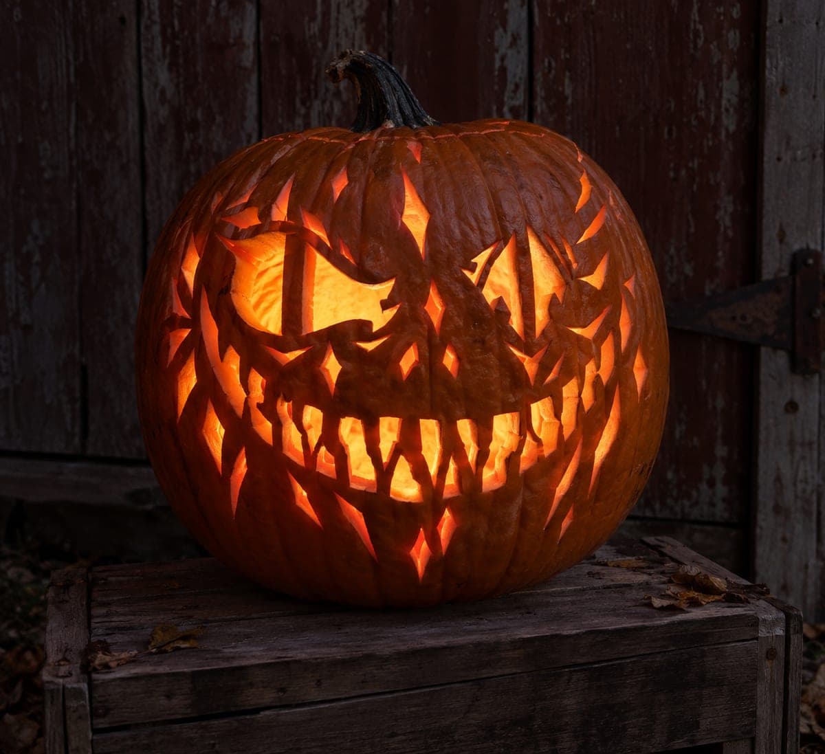 Asymmetric Sneering Pumpkin With Scar and Diamond Holes