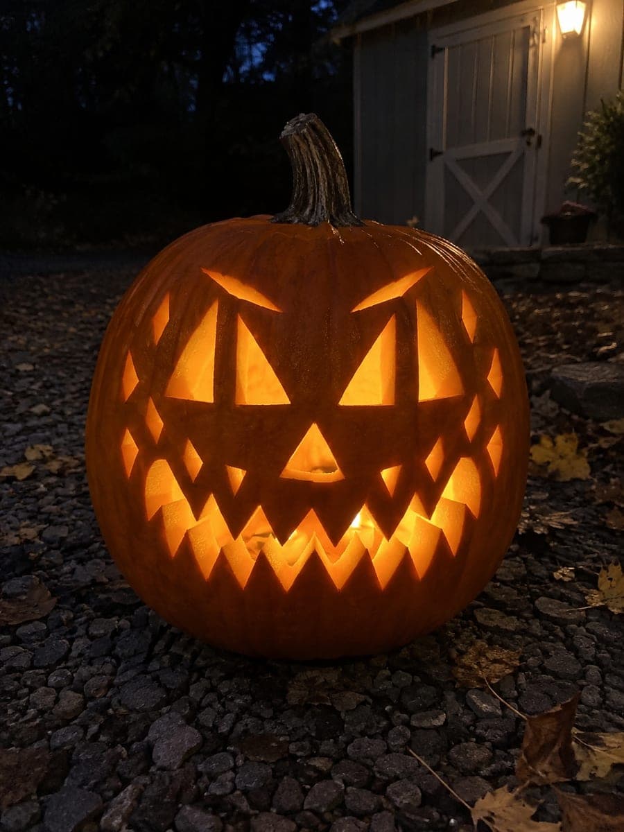 Barred Triangle Eye Pumpkin With Fourteen Cheek Details