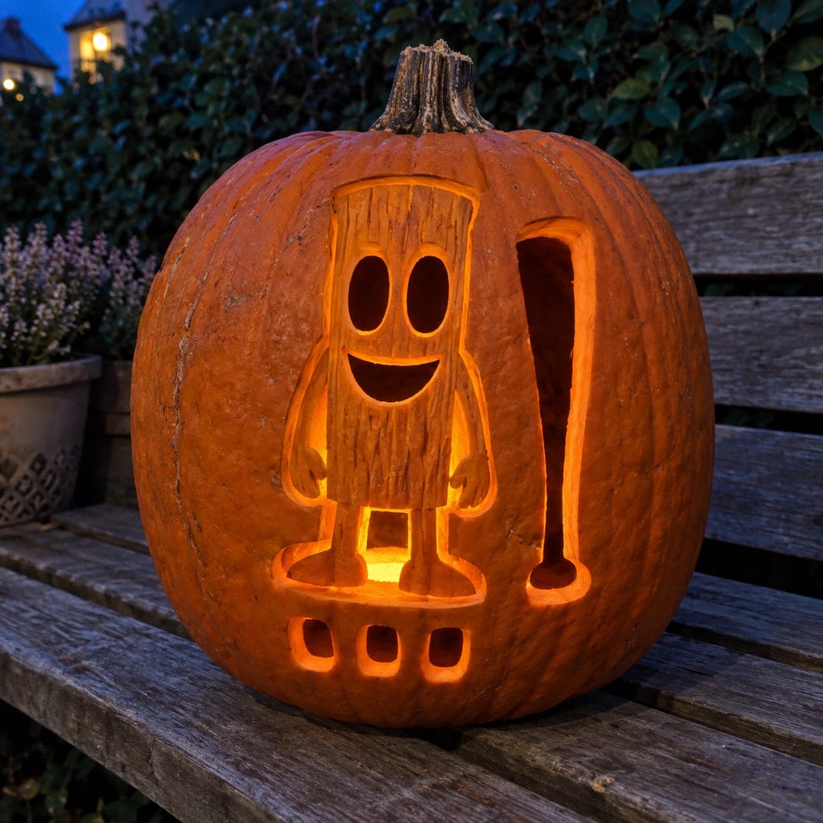 Baseball Bat Tung Tung Tung Sahur Pumpkin Silhouette