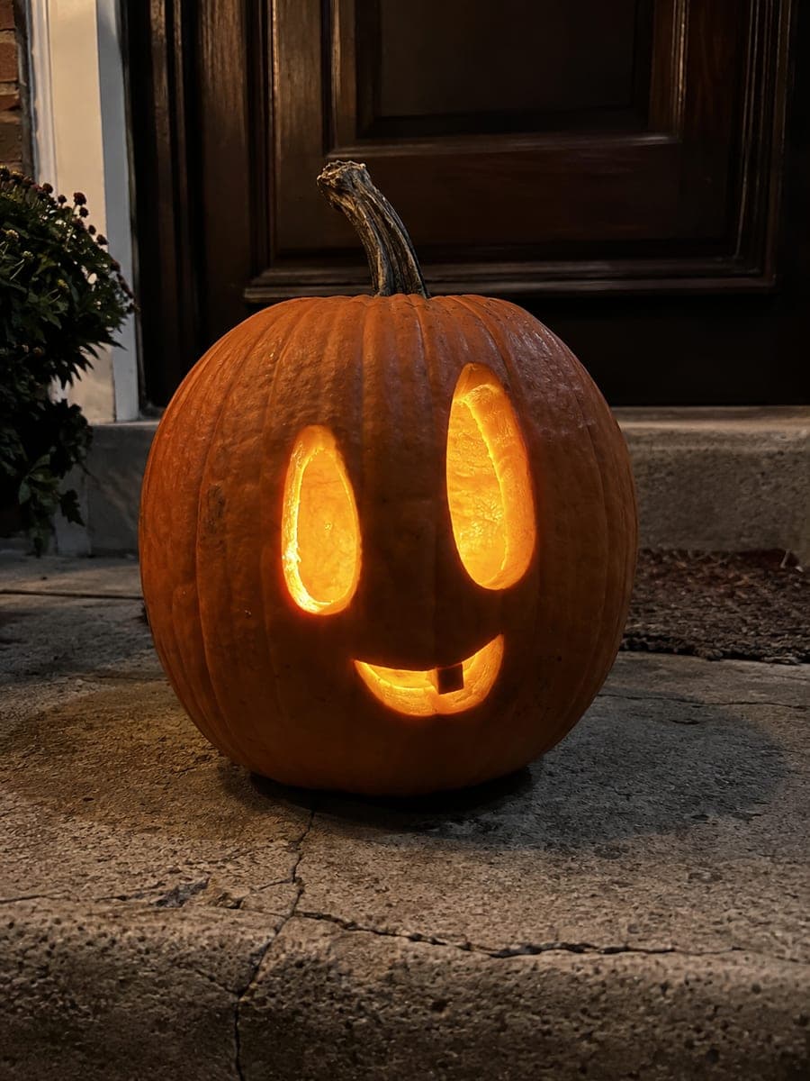 Blank-Eyed Pumpkin With Crooked Tooth Mouth