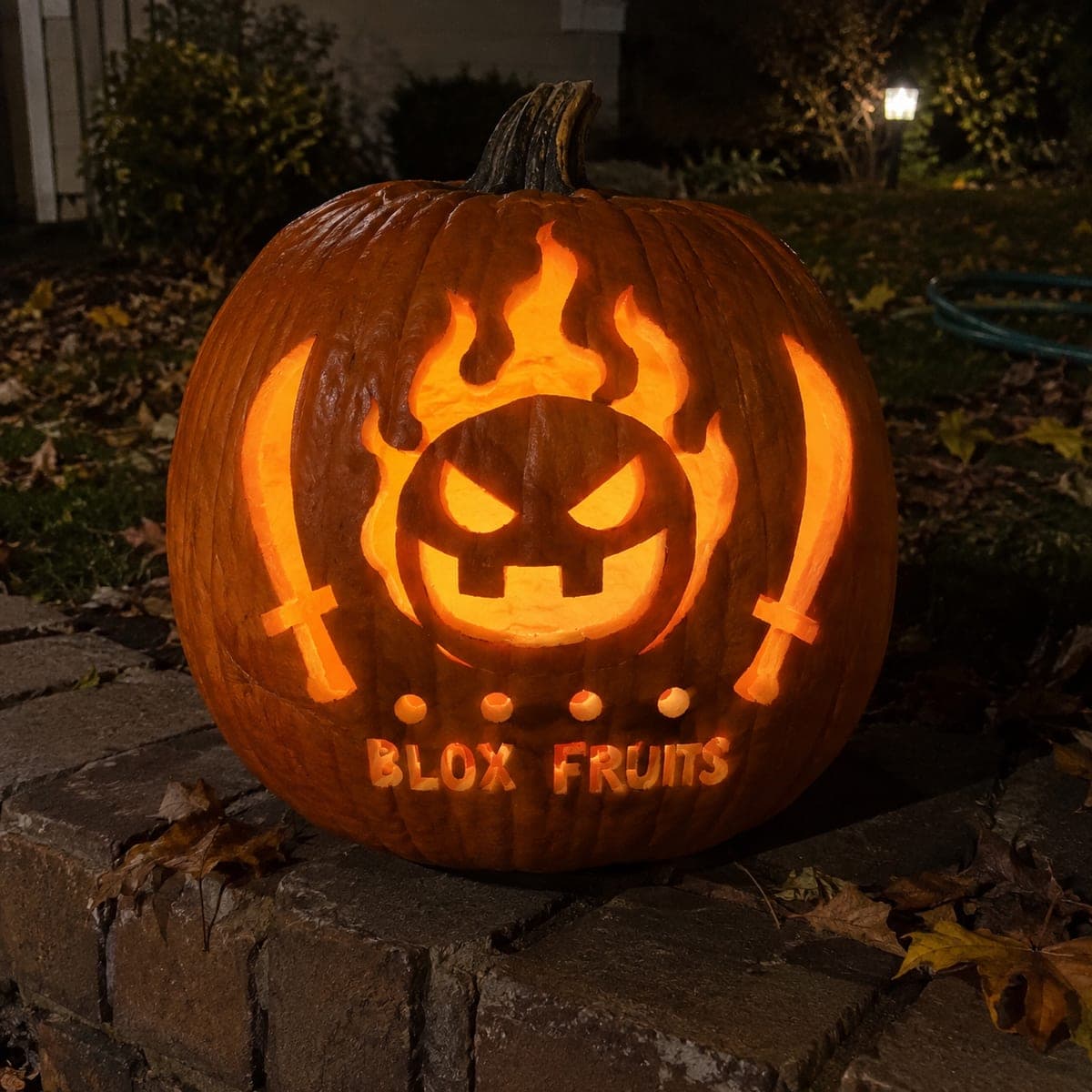 Blox Fruits Flaming Fruit Face Pumpkin With Sabers