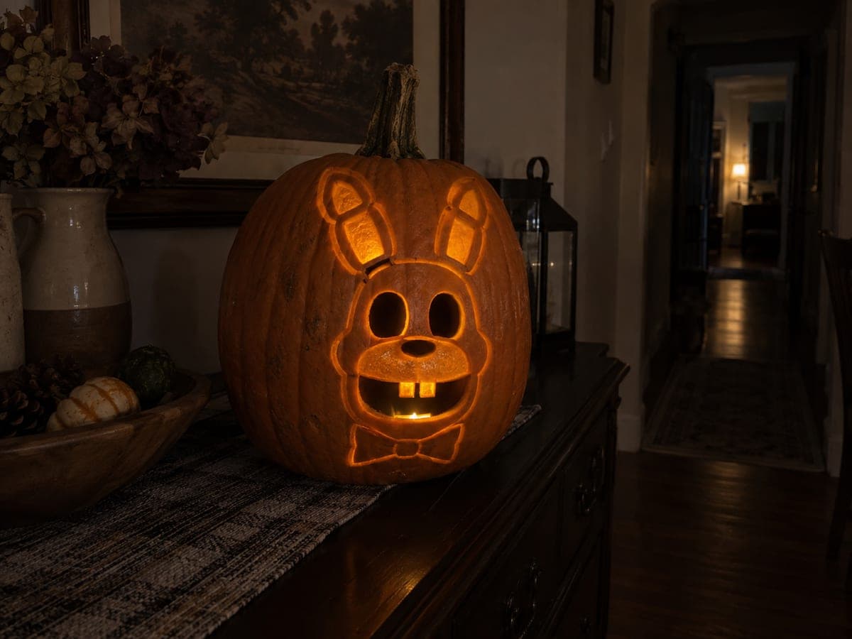 Bonnie FNAF Intermediate Pumpkin Carving with Fang Grin