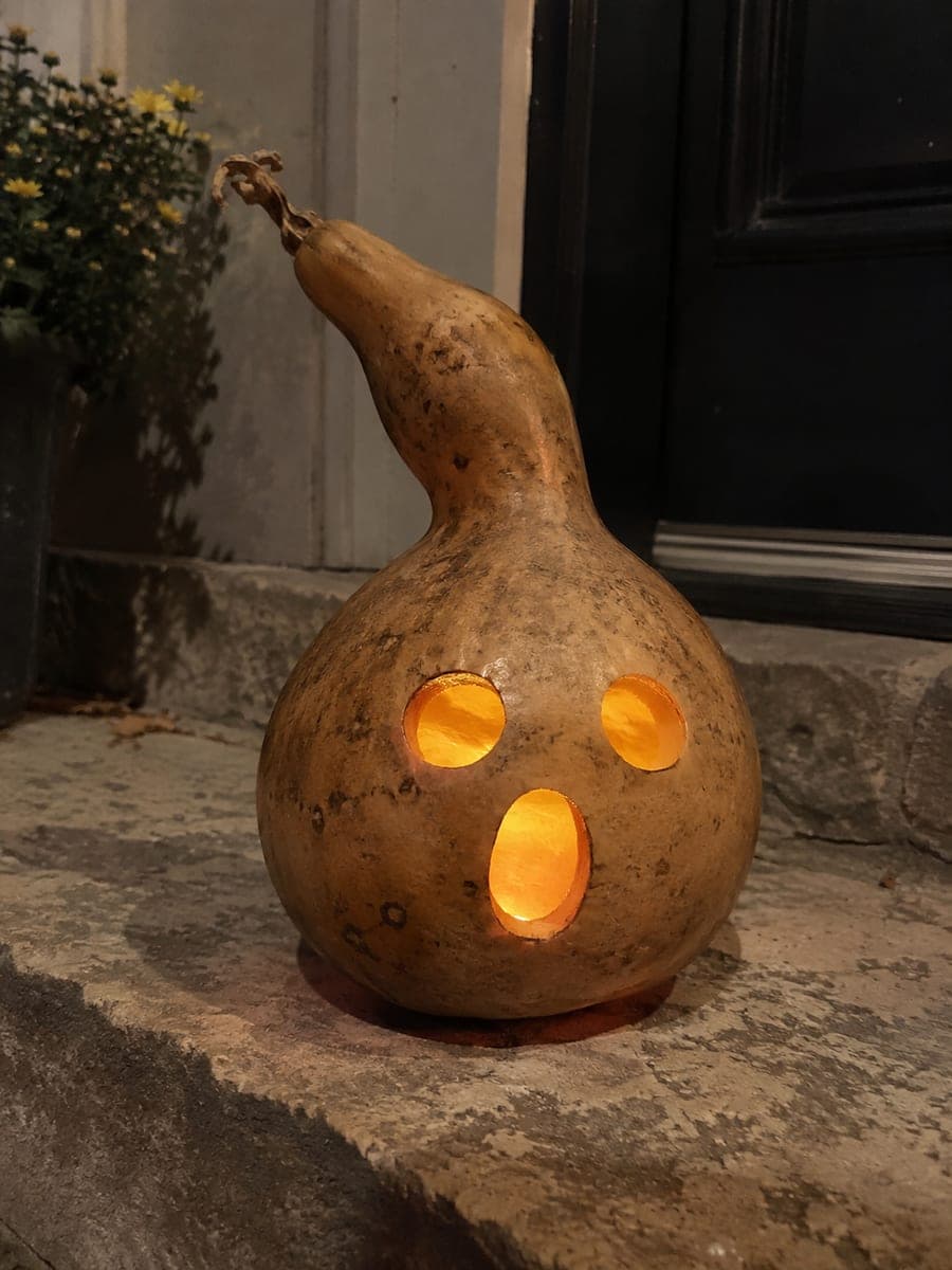 Bottle Gourd Lantern With Round Eyes and Oval Mouth