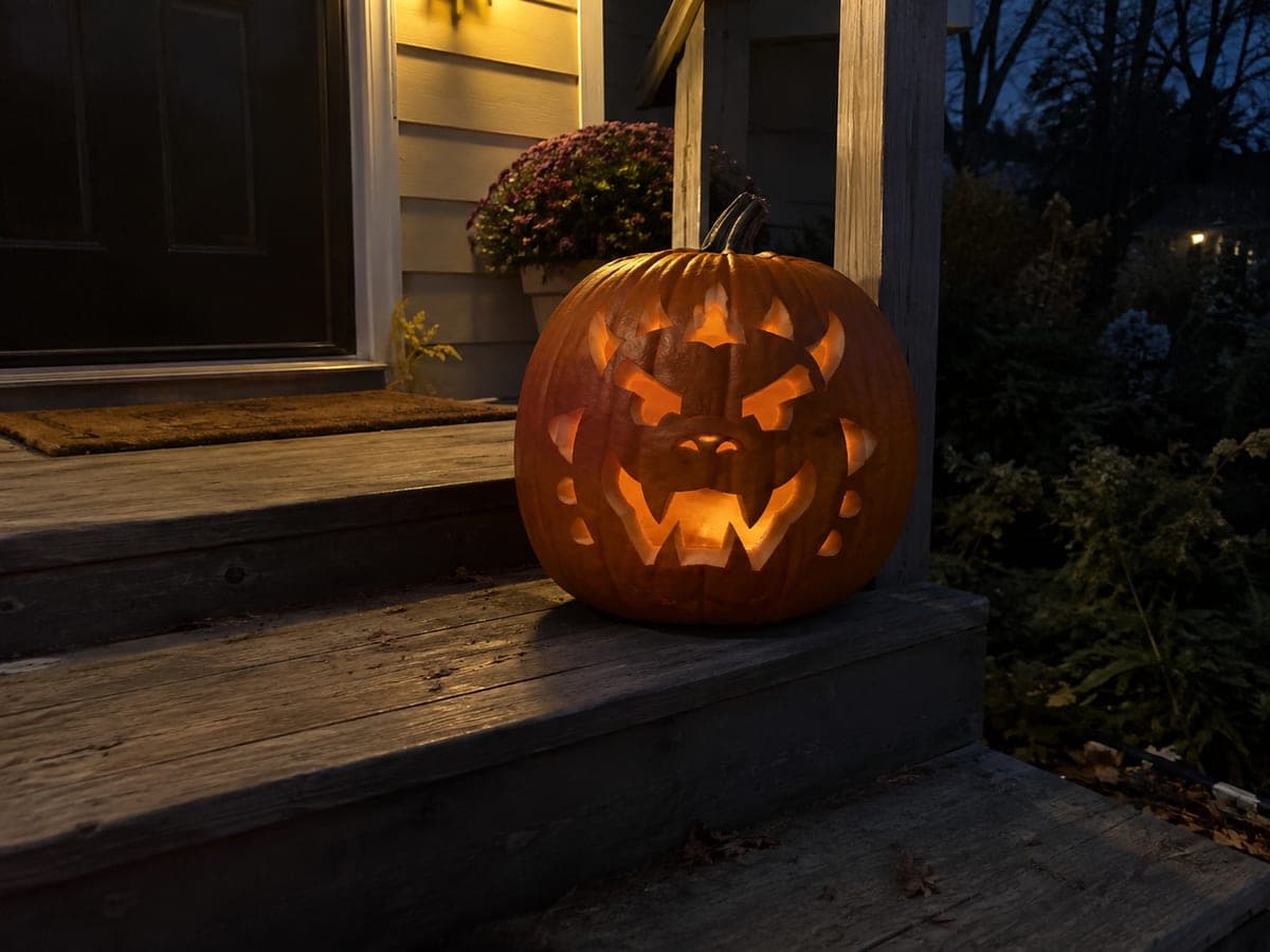 Bowser Pumpkin Carving with Retained Teeth and Silhouette