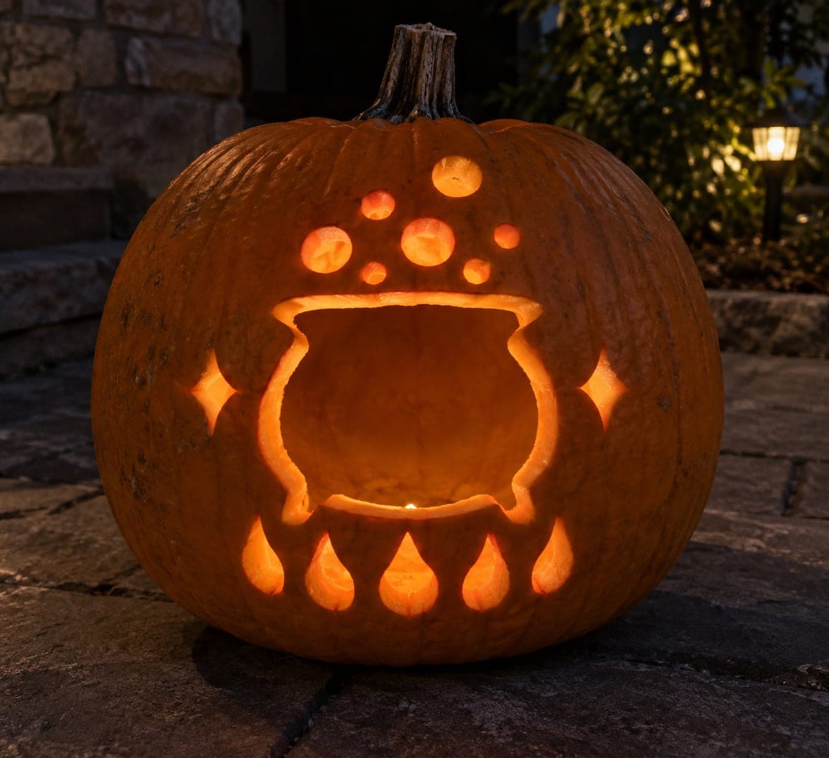 Cauldron Opening With Flame and Diamond Pumpkin Carving