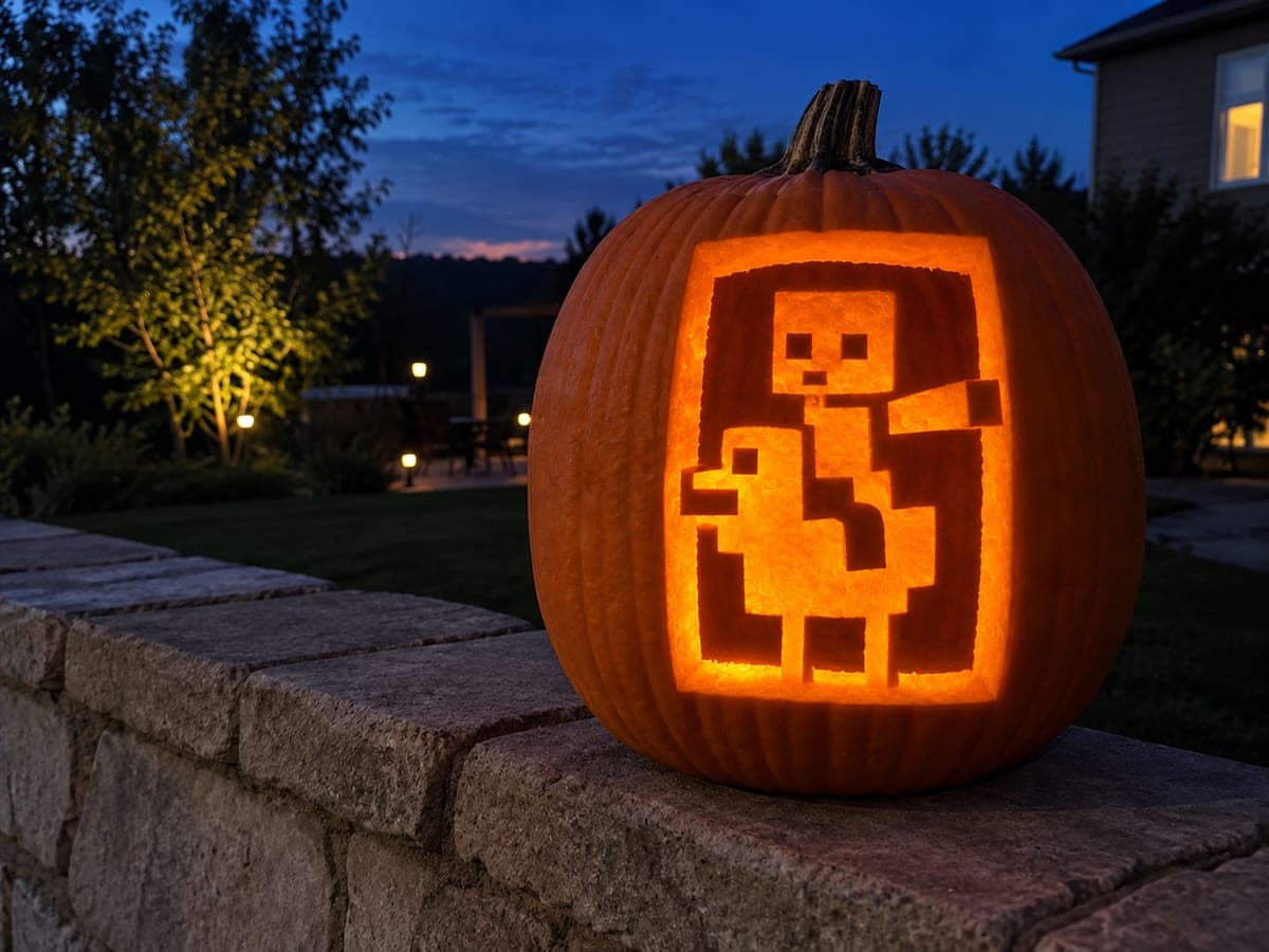 Chicken Jockey Silhouette Pumpkin with Shallow Detail