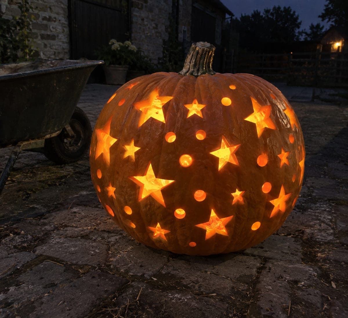 Constellation of Stars Giant Pumpkin in a Farm Courtyard