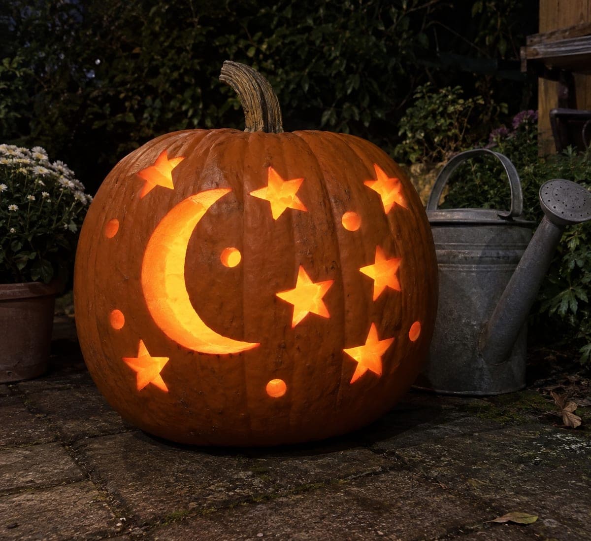 Crescent Moon and Seven Stars Large Pumpkin Carving