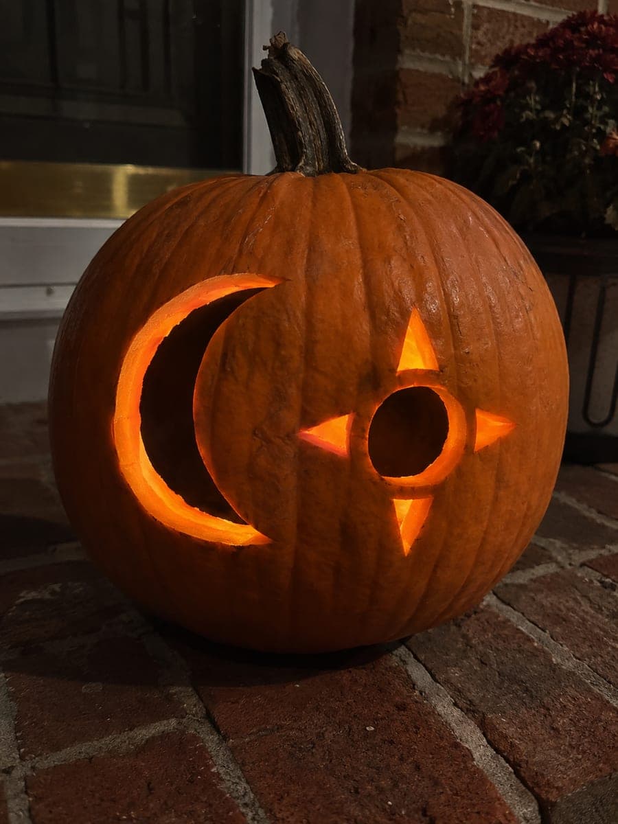 Crescent Moon and Sun Cutout Pumpkin Carving
