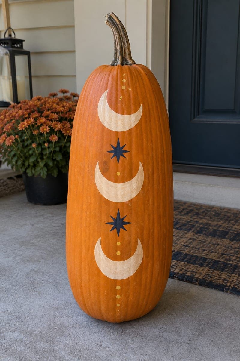 Crescent Moon Row Painted Long Pumpkin