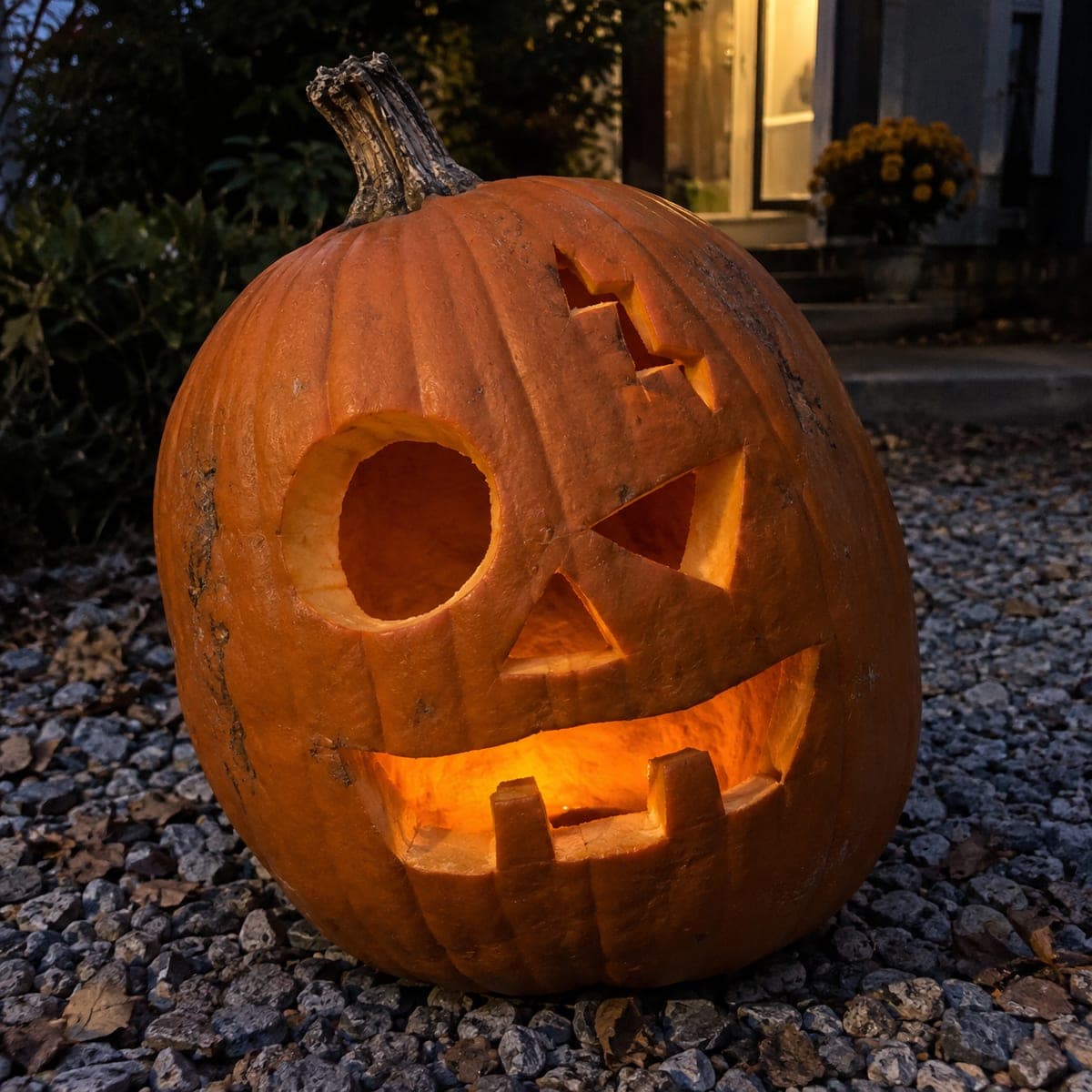 Crooked-Teeth Zombie Jack-O-Lantern with Forehead Scar