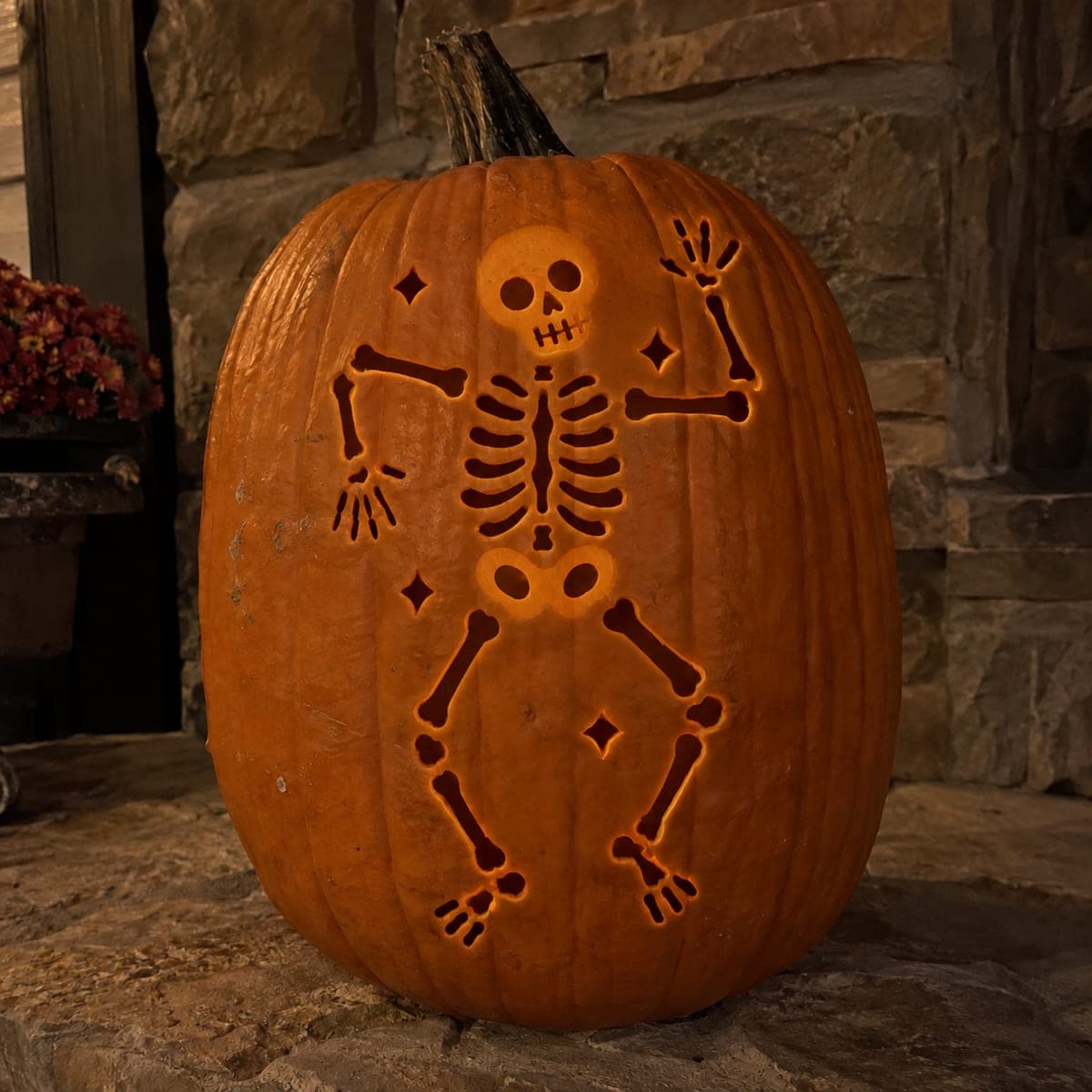 Dancing Skeleton Pumpkin with Finger and Toe Openings