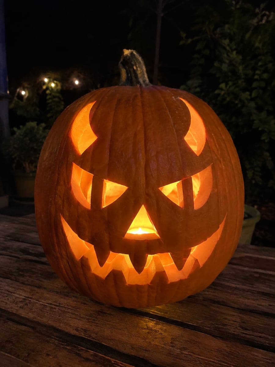Demon Pumpkin with Barred Eyes and a Toothy Grin