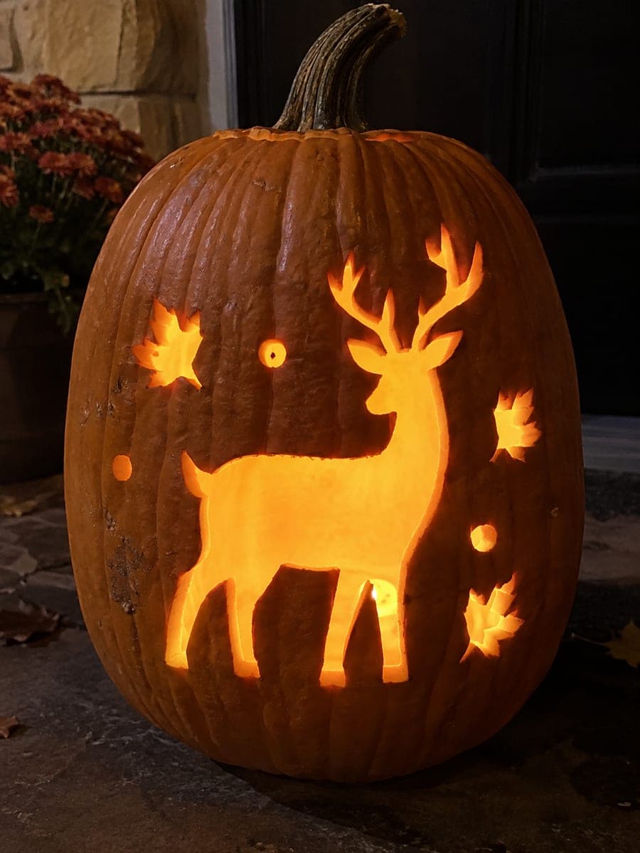 Detailed Hard Deer Pumpkin Carving Idea