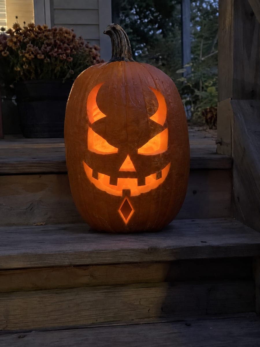 Devil Pumpkin with Diamond Goatee and Toothy Grin