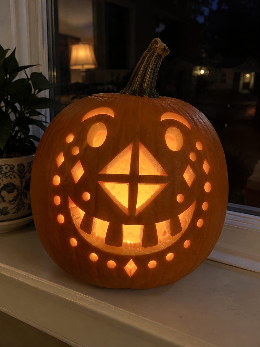 Diamond Nose Pumpkin with Four-Window Rind Cross