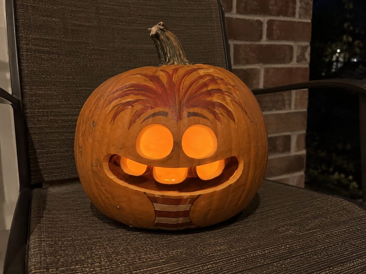 Easy Anxiety Pumpkin With Rust Hair and Wide Mouth