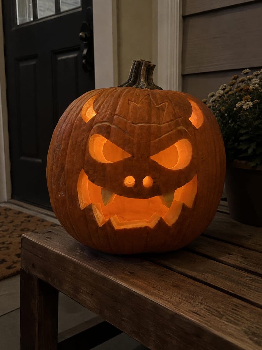 Easy Bowser Pumpkin Carving with Cut-Through Face