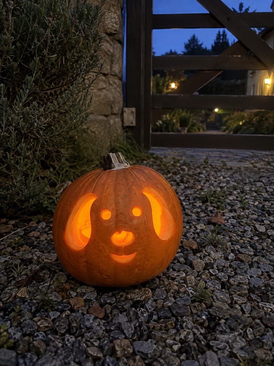 Easy Floppy-Eared Dog Face Pumpkin Carving Idea