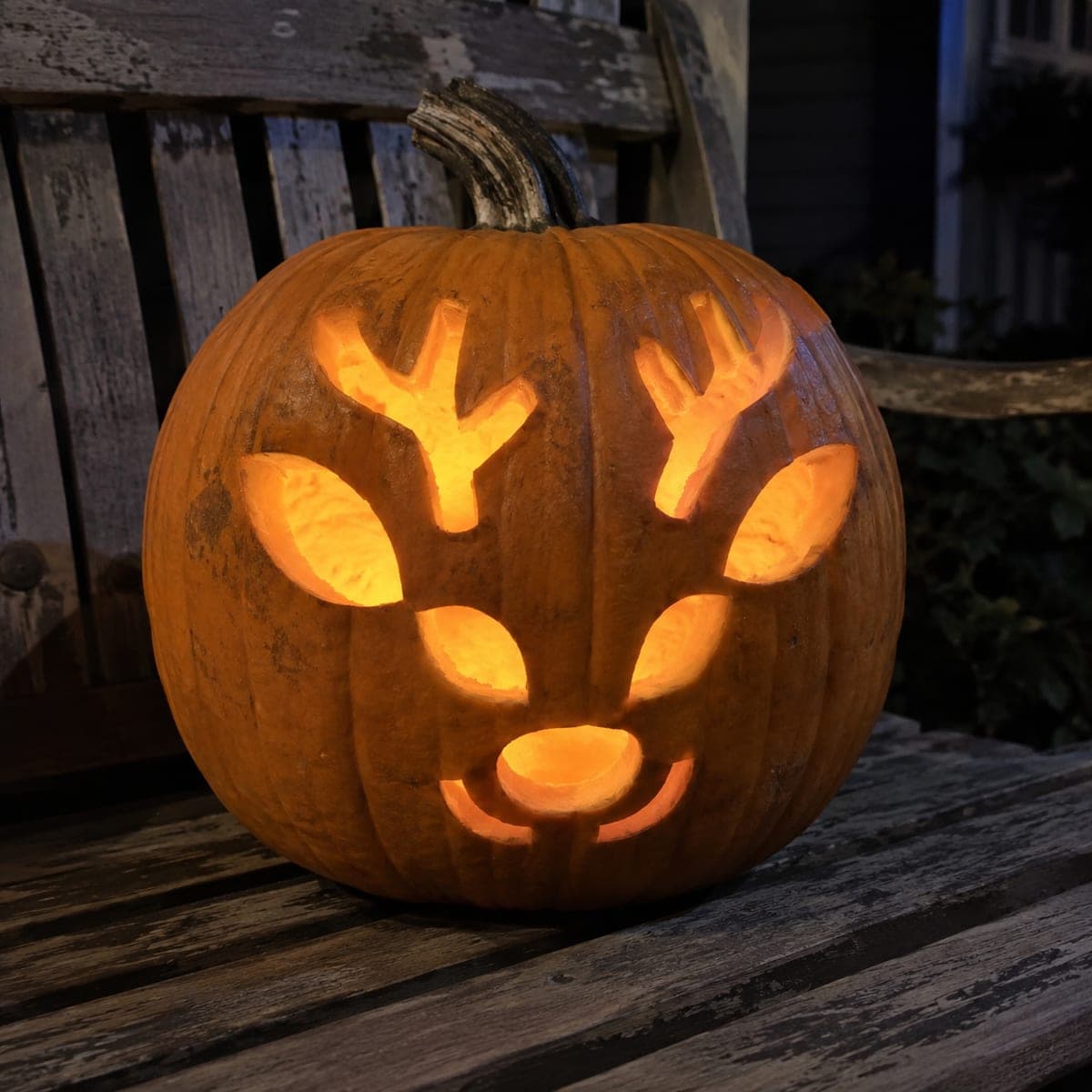 Easy Glowing Deer Pumpkin Carving with Antler Cutout
