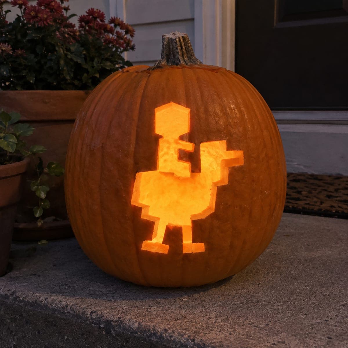 Easy Minecraft Chicken Jockey Pumpkin Carving Idea