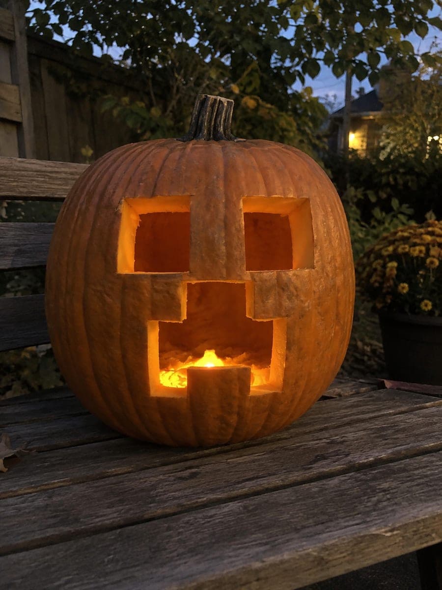 Easy Minecraft Creeper Face Jack-O-Lantern
