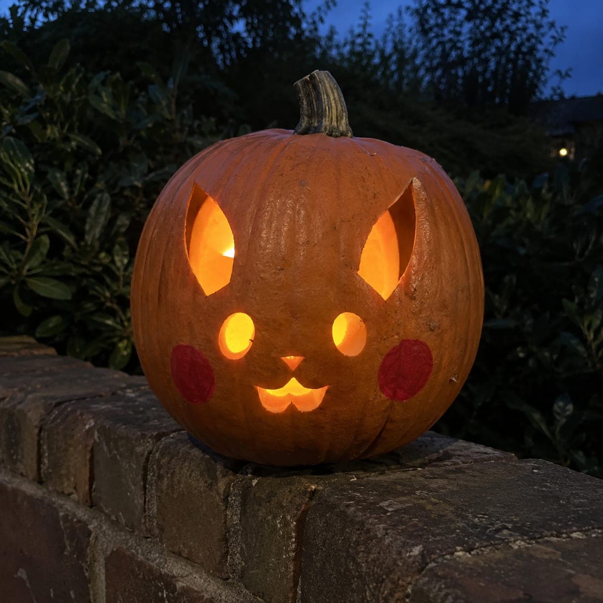 Easy Pikachu Pumpkin Carving with Glowing Face Cutouts
