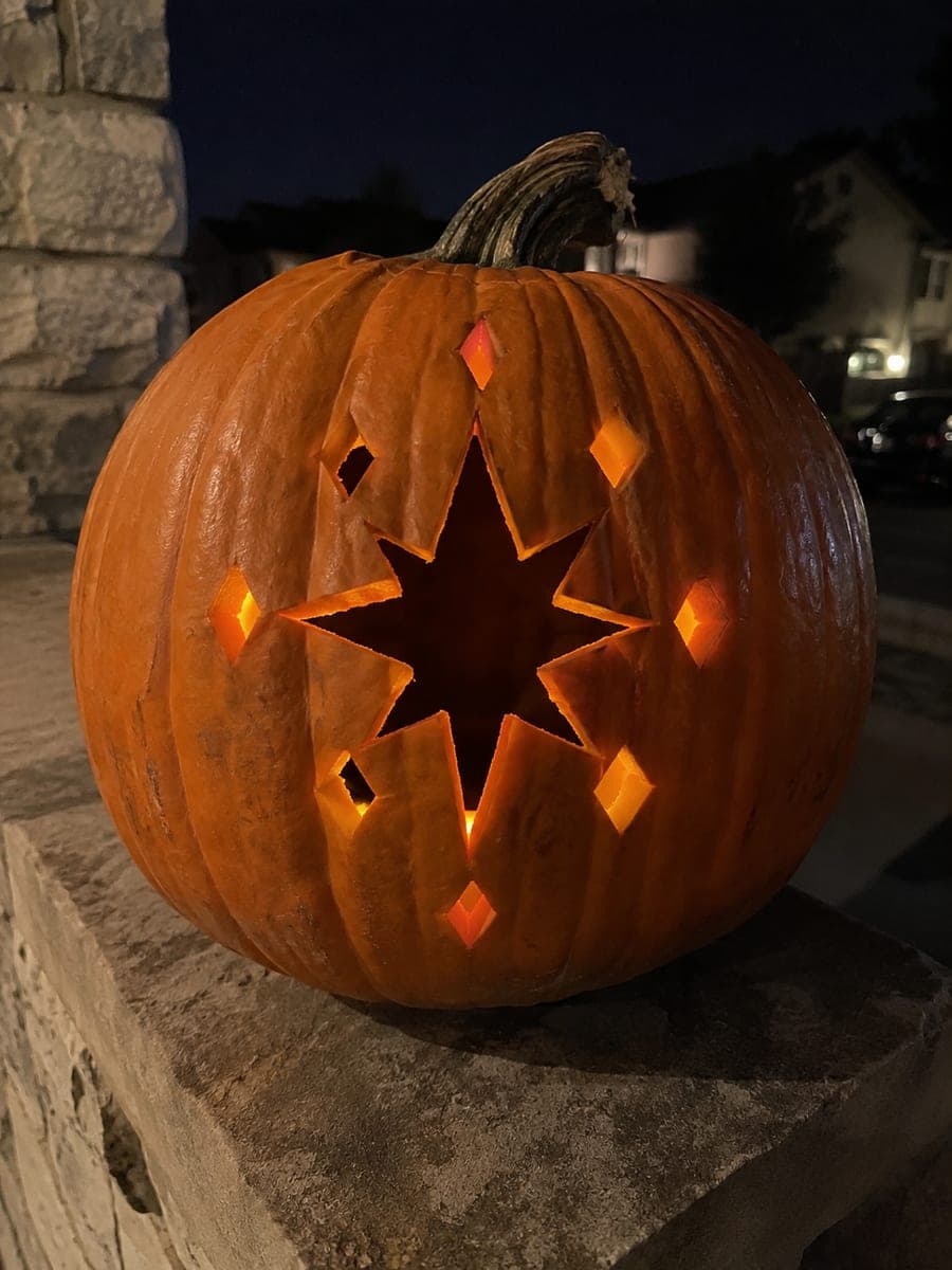 Eight-Point Star Pumpkin With Diamond Accents on Stone