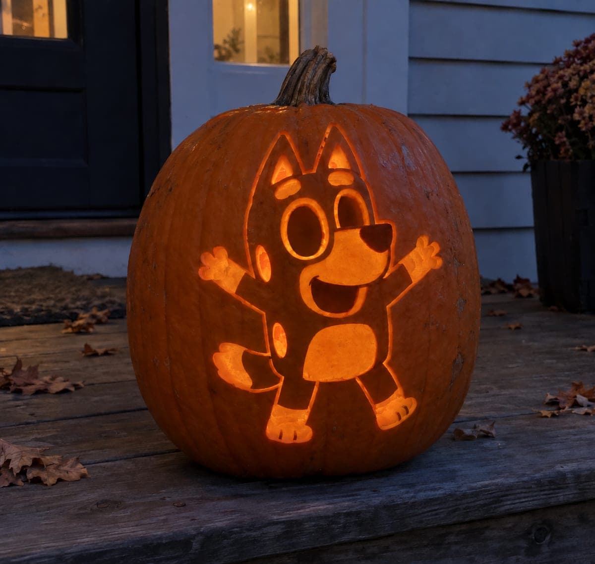 Expert Bluey Full Body Pumpkin Carving with Shallow Relief