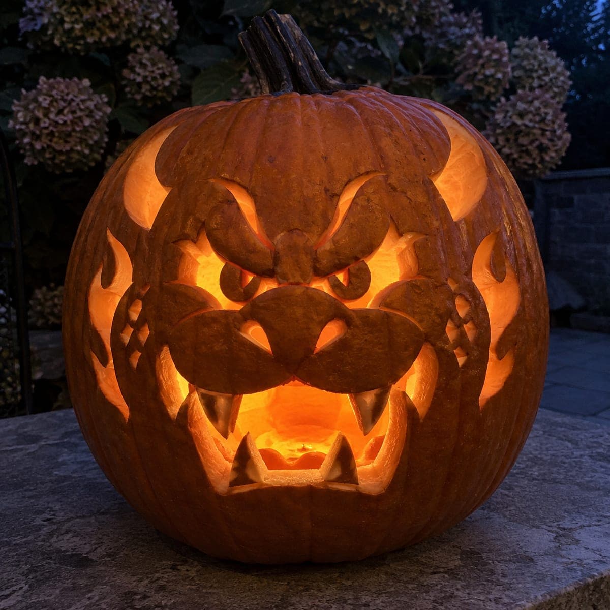 Expert Bowser Pumpkin Carving with Full Face Detail