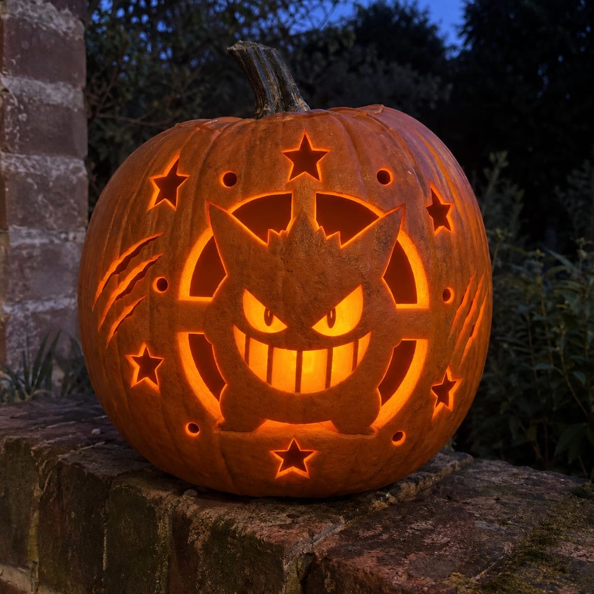 Expert Gengar Pumpkin with Full Portrait and Shadow Texture