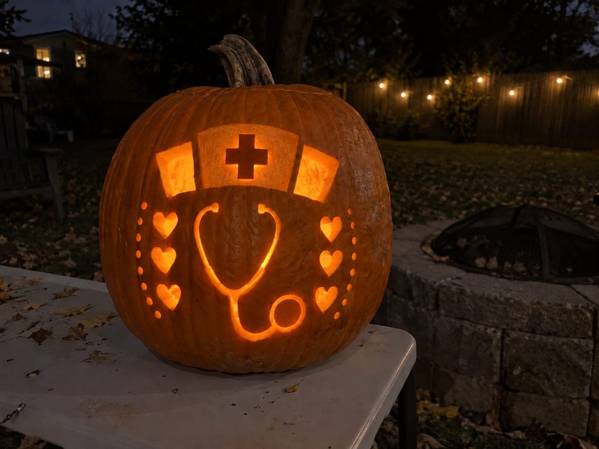 Expert Nurse Pumpkin Carving With Layered Detail