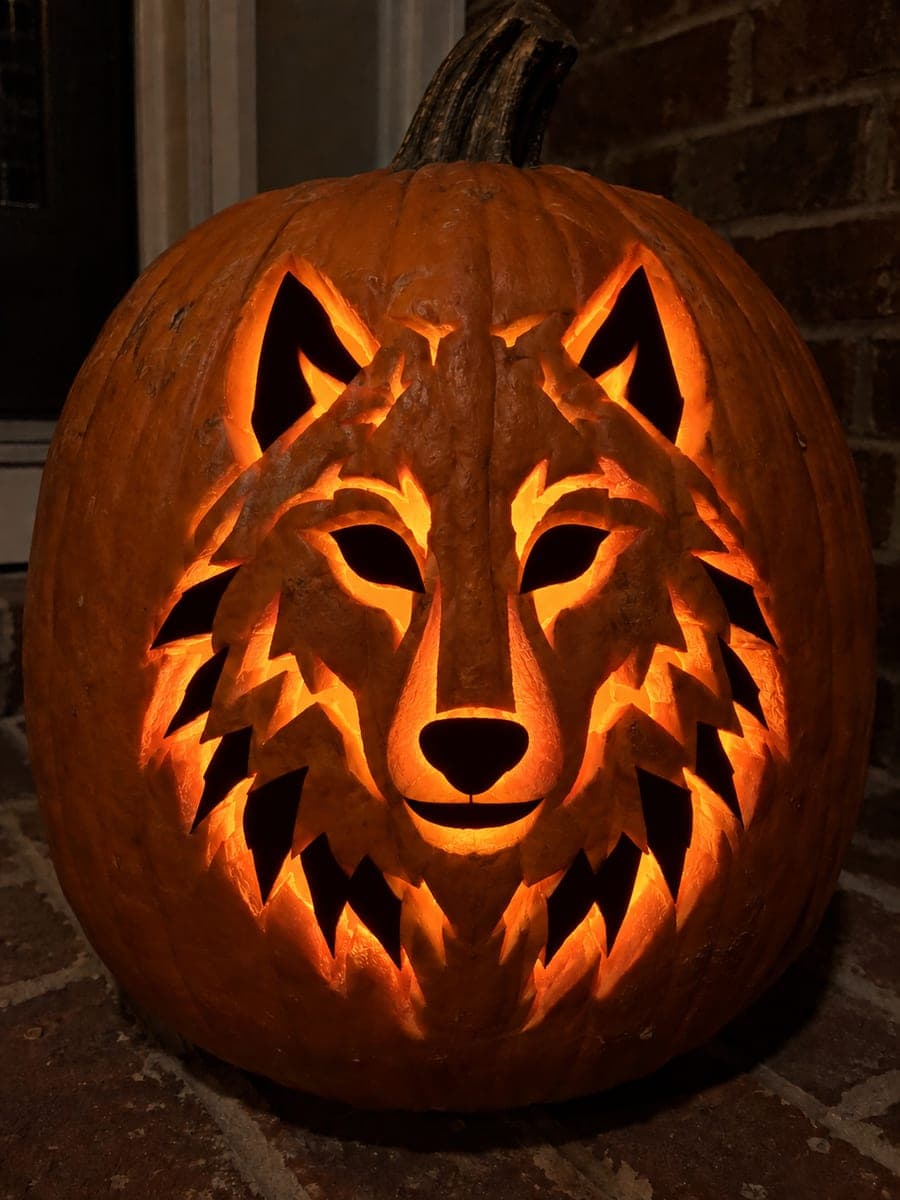 Expert Wolf Jack-O-Lantern with Angular Cheek Apertures