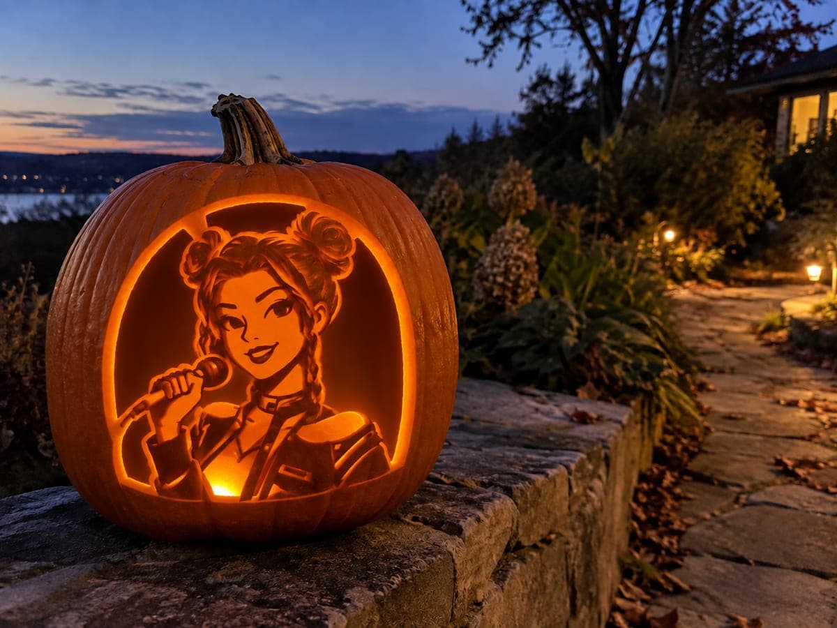 Expert Zoey KPop Jack-O-Lantern With Microphone