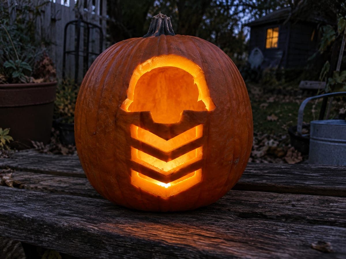 Field Helmet and Chevrons Glowing Pumpkin