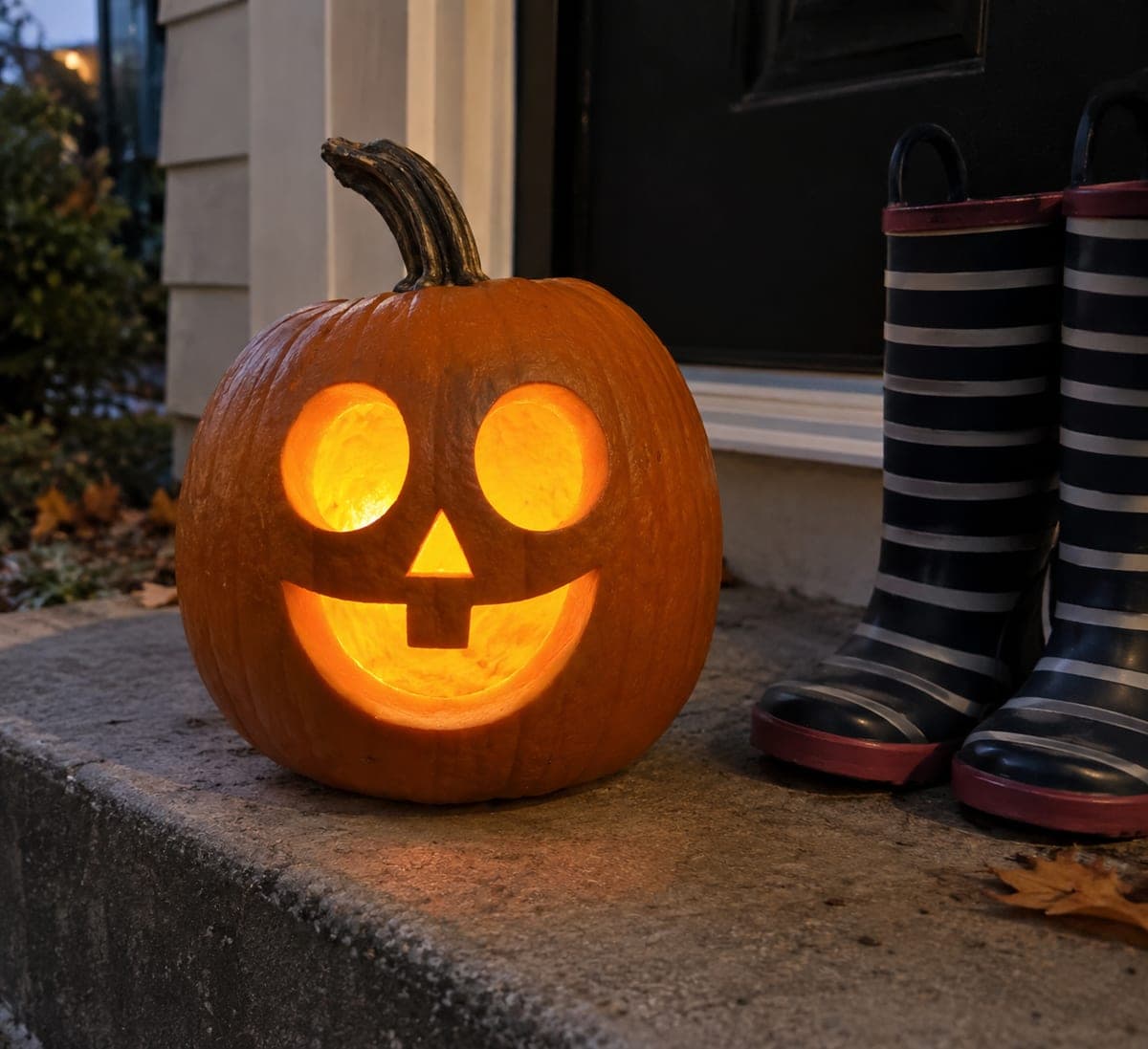 Friendly Four-Hole Face Pumpkin Carving Idea for Kids