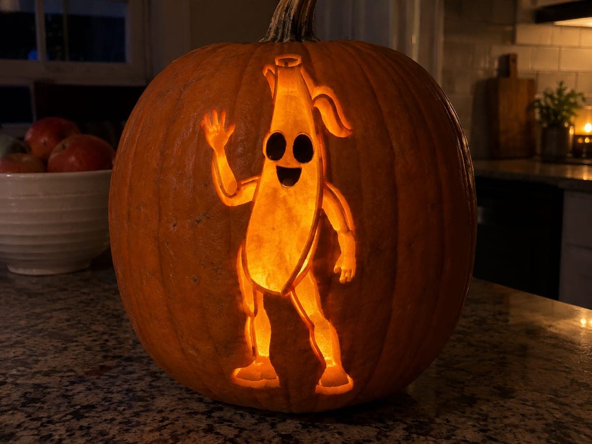 Full-Body Peely Banana Shading Pumpkin Carving