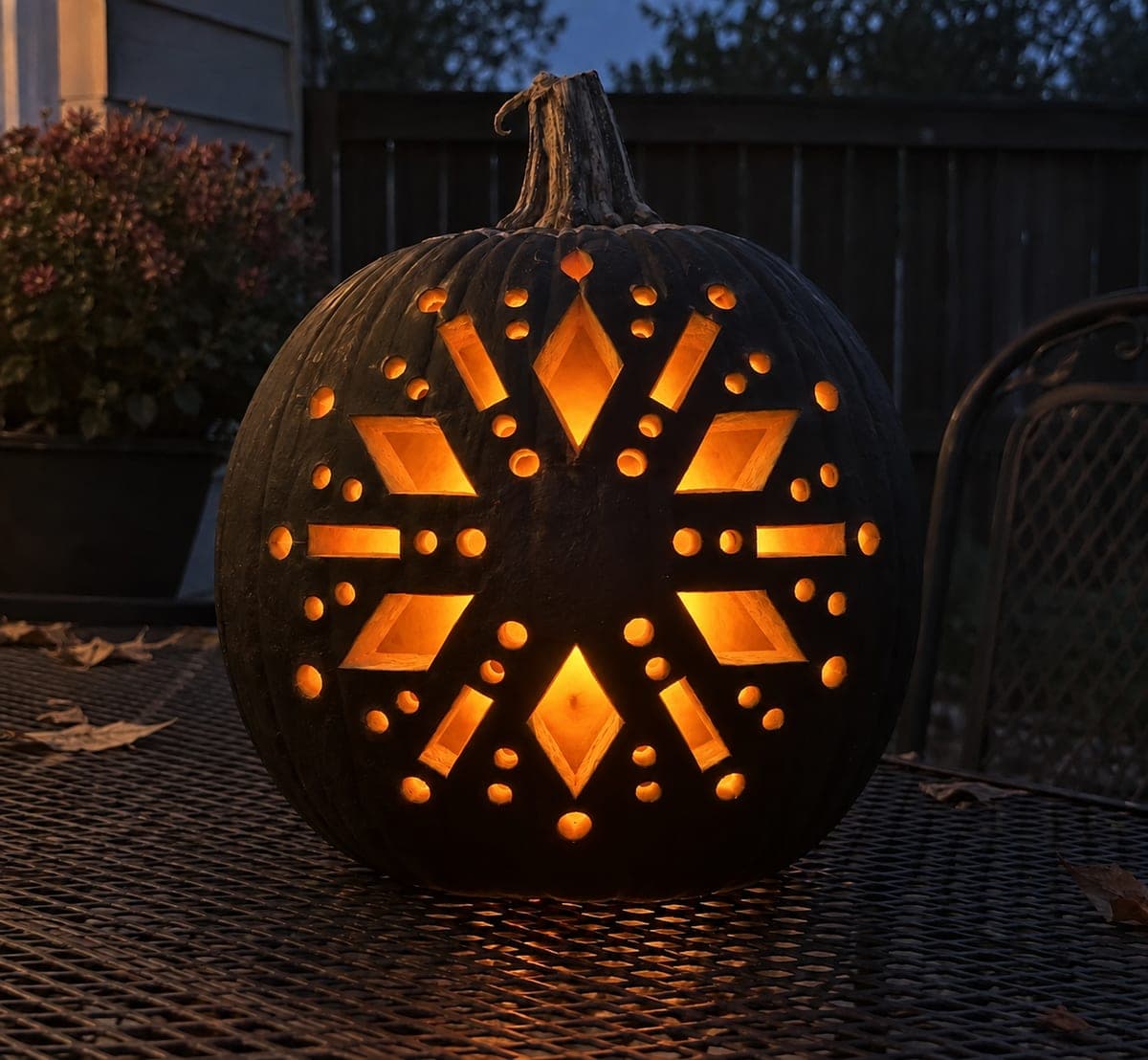 Geometric Symmetry Black Pumpkin with Diamond Grid