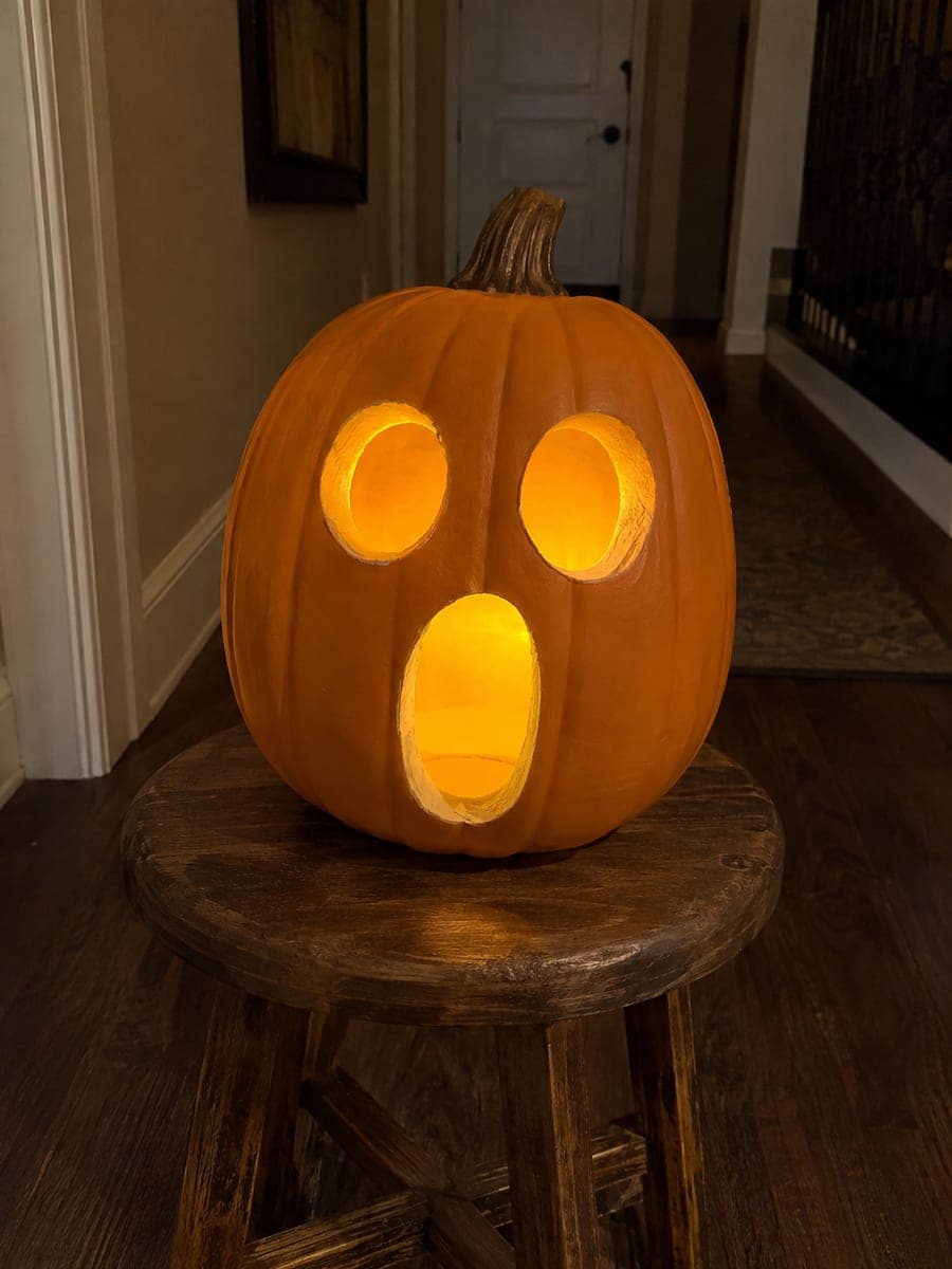 Ghost Face Surprised Fake Pumpkin Jack-O-Lantern