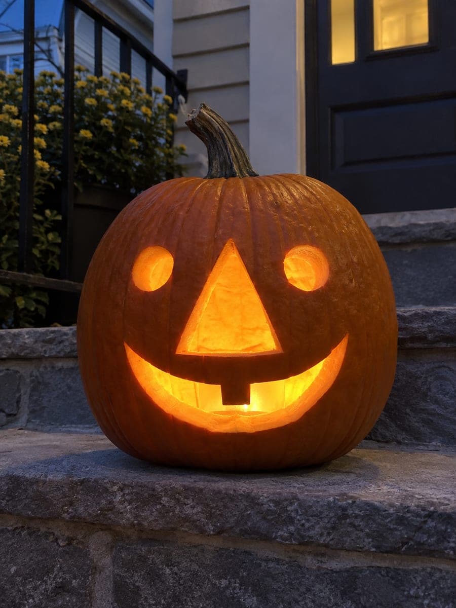 Giant Triangle Nose Pumpkin Carving Idea