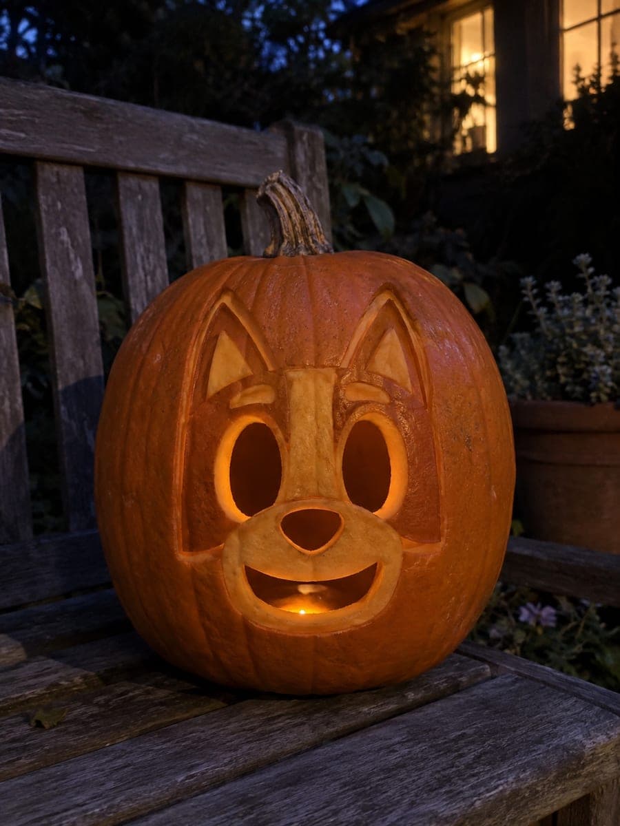 Glowing Bingo Heeler Face Pumpkin Cutout