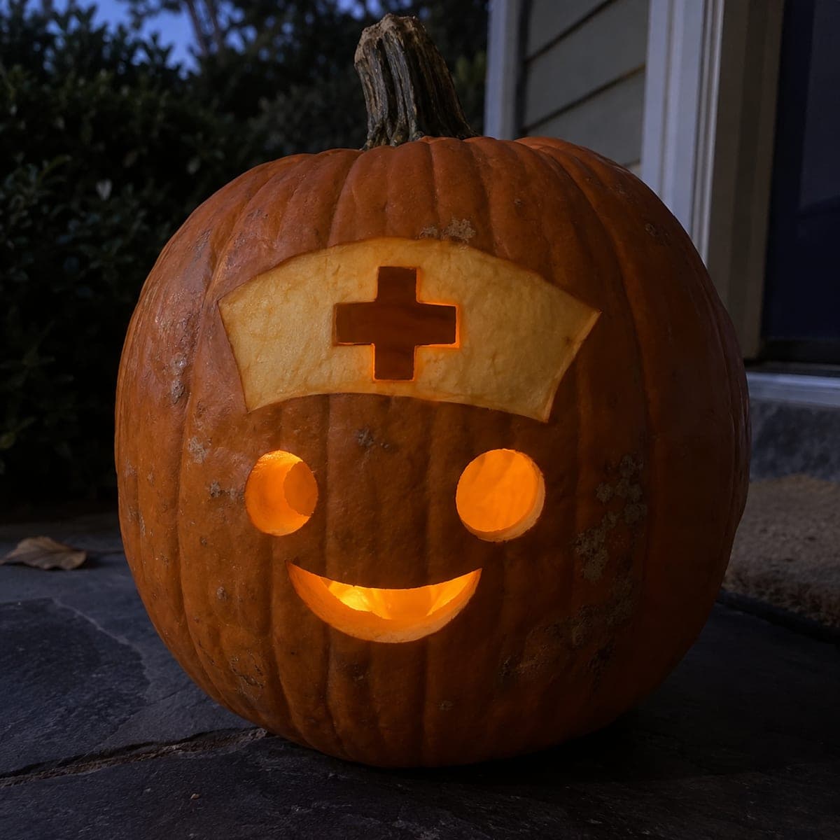 Glowing Nurse Symbol Easy Pumpkin Carving Idea
