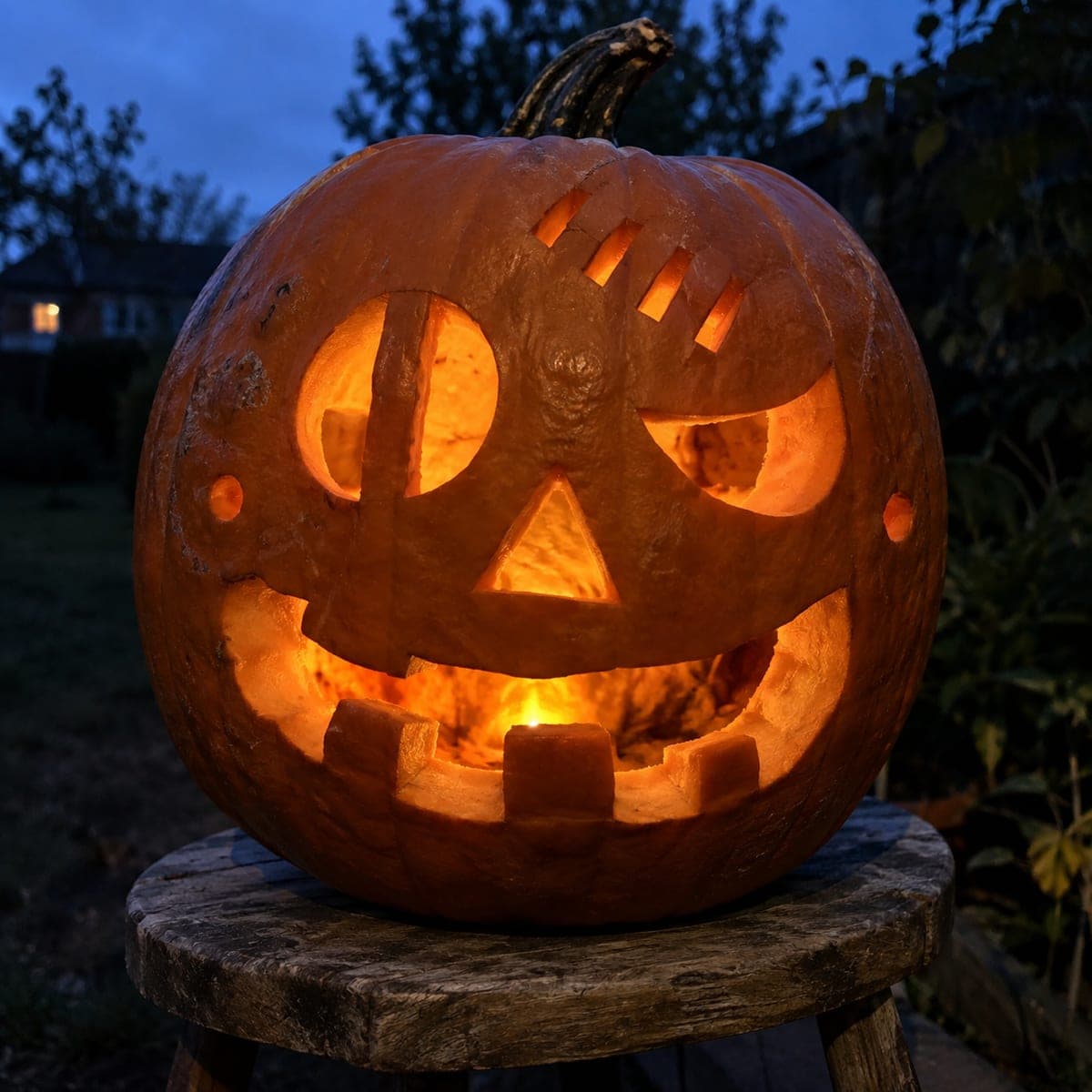 Glowing Zombie Pumpkin with Separate Forehead Scar Slots