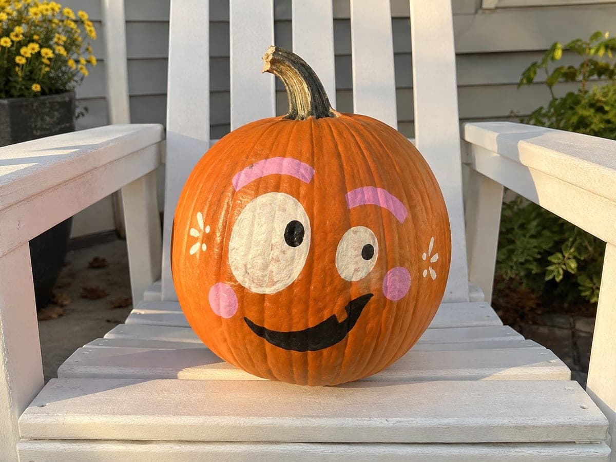 Goofy Cross-Eyed Painted Pumpkin Face