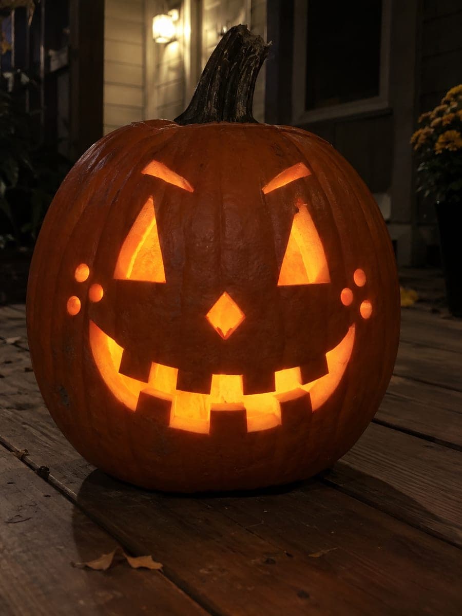 Grinning Pumpkin with Brows and Cheek Holes