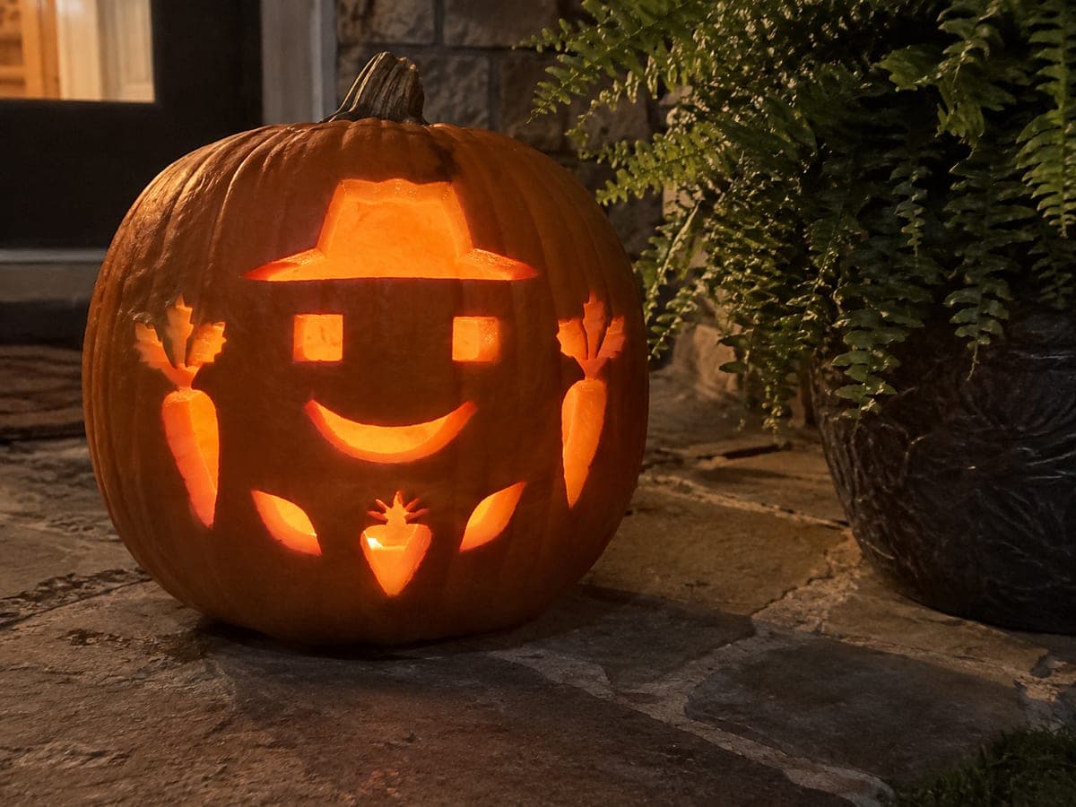 Grow a Garden Farmer Hat and Berry Pumpkin Carving