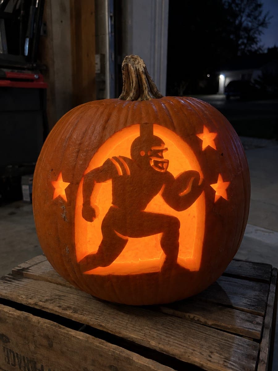 Hard Football Player Stencil Pumpkin Carving