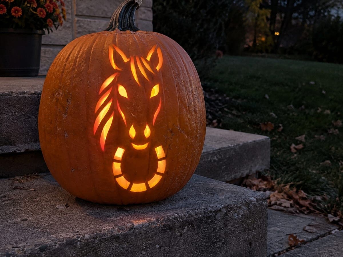 Hard Horse Pumpkin Carving with Fine Mane Apertures
